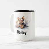 ヨークシャーテリアウォーターカラーマグ ツートーンマグカップ (正面左)