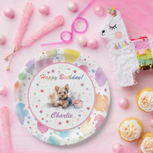 ヨークシャーテリアウォーター紙プレート ペーパープレート (パーティー)