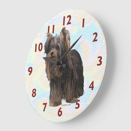ヨークシャーテリアウォールクロック ラージ壁時計 (傾斜)