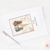 ヨークシャーテリアエッフェルタワーパリブックプレートシール 長方形シール (封筒)