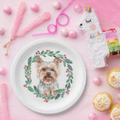 ヨークシャーテリアエレガントドッグクリスマスホリデー ペーパープレート (パーティー)