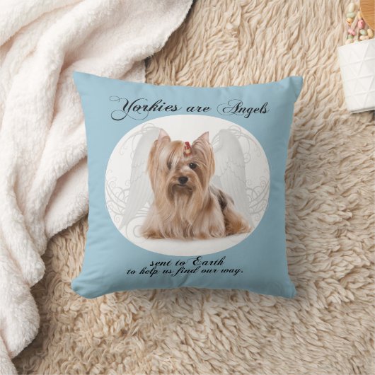 ヨークシャーテリアエンジェルピロー クッション (ブランケット)