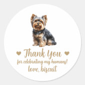 ヨークシャーテリアカスタムドッグ結婚式の引き出物ステッカー ラウンドシール (正面)