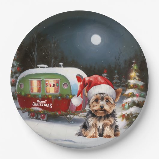 ヨークシャーテリアキャラバンクリスマスアドベンチャー ペーパープレート (正面)