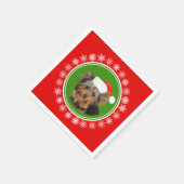 ヨークシャーテリアキュートなサンタハットクリスマス スタンダードカクテルナプキン (角)