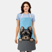ヨークシャーテリアキュート覗きヨークシャーテリア犬愛好家 エプロン (着用した状態)