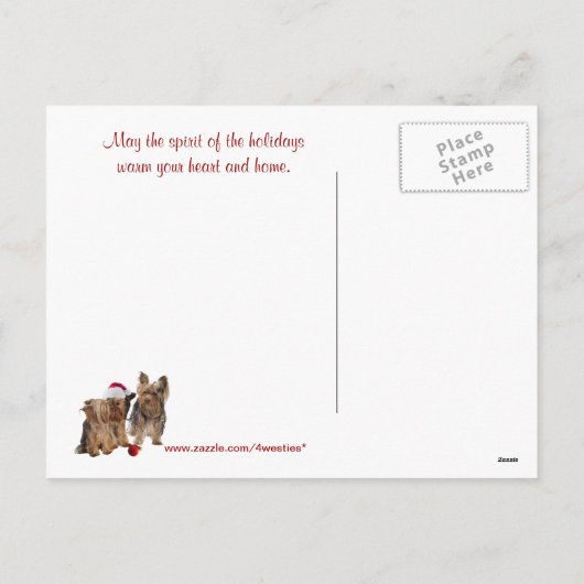 ヨークシャーテリアクリスマスのハガキ2 シーズンポストカード (裏面)