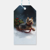 ヨークシャーテリアクリスマスの雪の冬 ギフトタグ (裏面)
