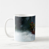 ヨークシャーテリアクリスマスの雪の冬 コーヒーマグカップ (左)