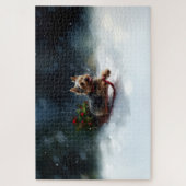 ヨークシャーテリアクリスマスの雪の冬 ジグソーパズル (縦)