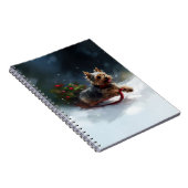 ヨークシャーテリアクリスマスの雪の冬 ノートブック (右側)