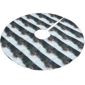 ヨークシャーテリアクリスマスの雪の冬 ブラッシュドポリエステルツリースカート (アングル)