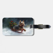 ヨークシャーテリアクリスマスの雪の冬 ラゲッジタグ (裏面横)