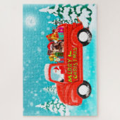 ヨークシャーテリアクリスマスサンタデリバリートラック ジグソーパズル (縦)