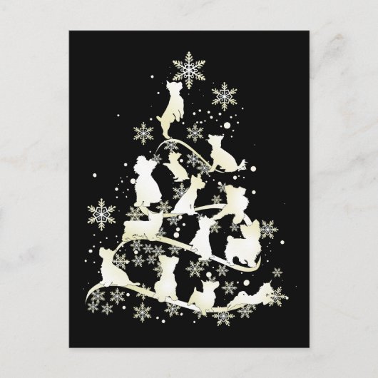 ヨークシャーテリアクリスマスツリードッグハッピークリスマス ポストカード (正面)