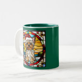 ヨークシャーテリアクリスマステンドグラス ツートーンマグカップ (正面左)