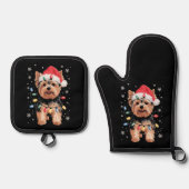 ヨークシャーテリアクリスマスドッグ長クリスマスギフト 鍋つかみ&鍋敷きセット (正面)