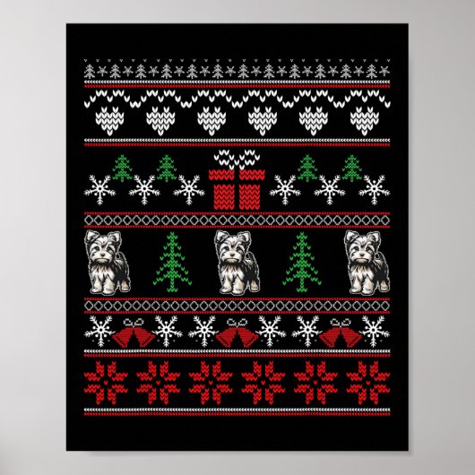 ヨークシャーテリアクリスマスファミリー醜いクリスマス ポスター (正面)