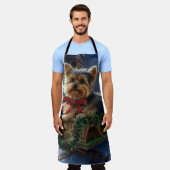 ヨークシャーテリアクリスマスフェスティバルシーズン エプロン (着用した状態)