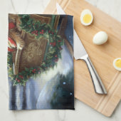 ヨークシャーテリアクリスマスフェスティバルシーズン キッチンタオル (四つ折り)