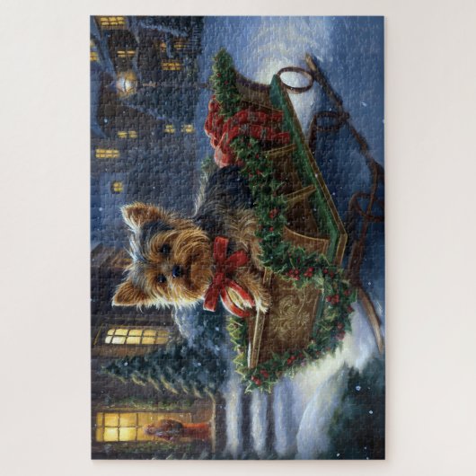 ヨークシャーテリアクリスマスフェスティバルシーズン ジグソーパズル (縦)