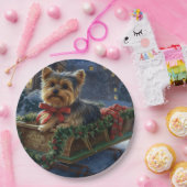 ヨークシャーテリアクリスマスフェスティバルシーズン ペーパープレート (パーティー)