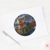 ヨークシャーテリアクリスマスフェスティバルシーズン ラウンドシール (封筒)