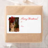 ヨークシャーテリアクリスマスプレゼントのシール ラベル (インサイチュ)
