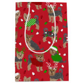 ヨークシャーテリアクリスマスヨークシャーテリアドッグ ミディアムペーパーバッグ (正面)