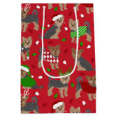ヨークシャーテリアクリスマスヨークシャーテリアドッグ ミディアムペーパーバッグ (裏面)