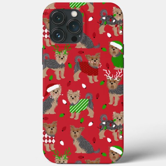 ヨークシャーテリアクリスマスヨークシャーテリアドッグ Case-Mate iPhoneケース (裏面)