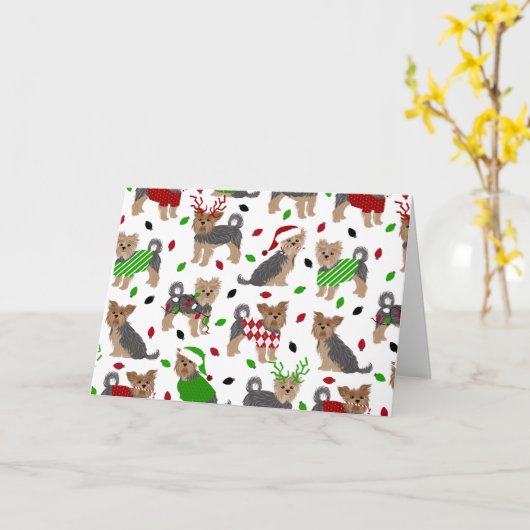 ヨークシャーテリアクリスマスヨークシャーテリア カード (黄色い花)