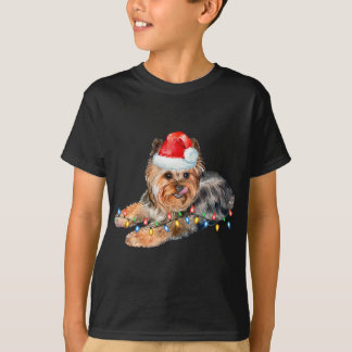 ヨークシャーテリアクリスマスライトパピードッグクリスマス おもしろい Tシャツ