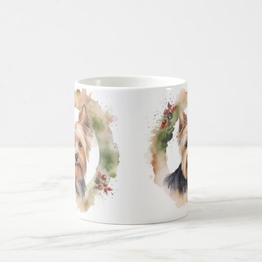 ヨークシャーテリアクリスマスリースフェスティバルカップ コーヒーマグカップ (中央)