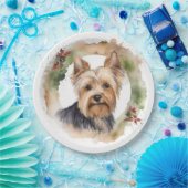 ヨークシャーテリアクリスマスリースフェスティバルカップ ペーパープレート (パーティー)