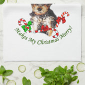 ヨークシャーテリアクリスマス キッチンタオル (折り畳み)