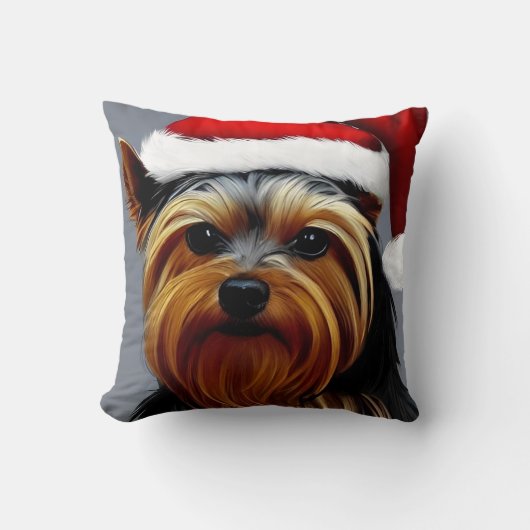 ヨークシャーテリアクリスマス クッション (正面)