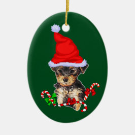 ヨークシャーテリアクリスマス セラミックオーナメント