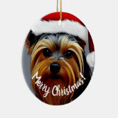 ヨークシャーテリアクリスマス セラミックオーナメント (右)
