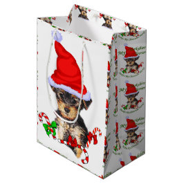 ヨークシャーテリアクリスマス ミディアムペーパーバッグ