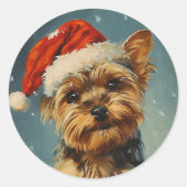 ヨークシャーテリアクリスマス ラウンドシール (正面)