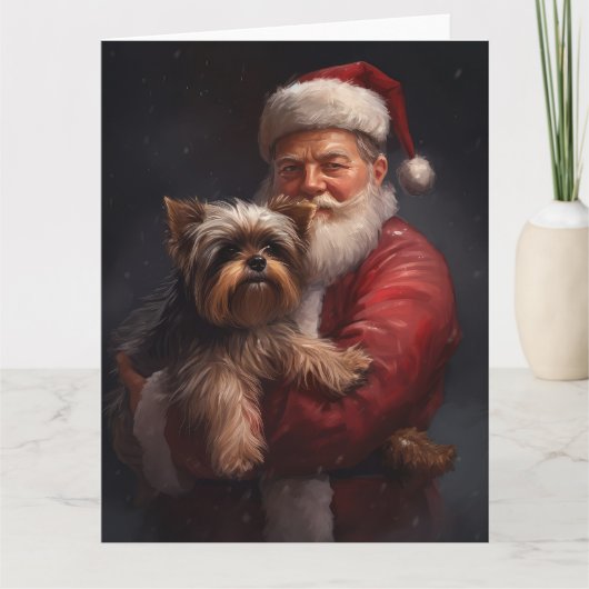 ヨークシャーテリアサンタクロースフェスティバルクリスマス カード (正面)