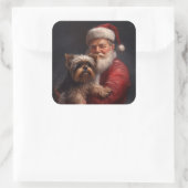 ヨークシャーテリアサンタクロースフェスティバルクリスマス スクエアシール (バッグ)