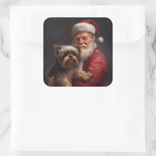 ヨークシャーテリアサンタクロースフェスティバルクリスマス スクエアシール (バッグ)