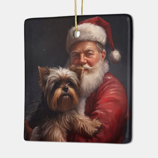 ヨークシャーテリアサンタクロースフェスティバルクリスマス セラミックオーナメント (左)