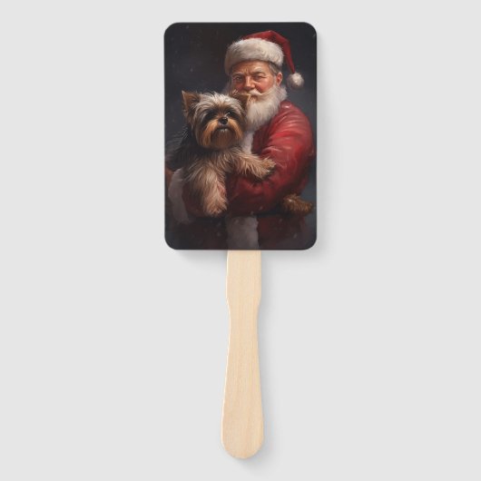ヨークシャーテリアサンタクロースフェスティバルクリスマス ハンドファン (正面)