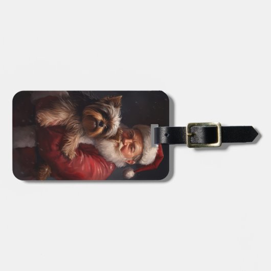 ヨークシャーテリアサンタクロースフェスティバルクリスマス ラゲッジタグ (正面横)