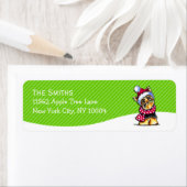 ヨークシャーテリアスカーフクリスマスメーリングモダングリーンストライプ ラベル (インサイチュ)