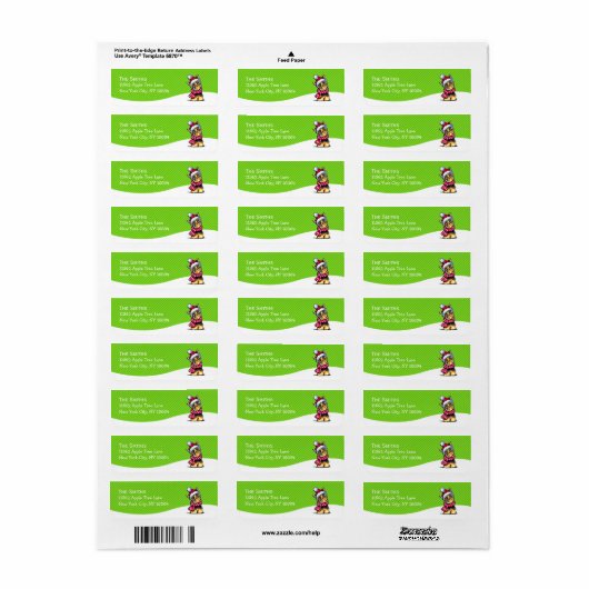 ヨークシャーテリアスカーフクリスマスメーリングモダングリーンストライプ ラベル (フルシート)