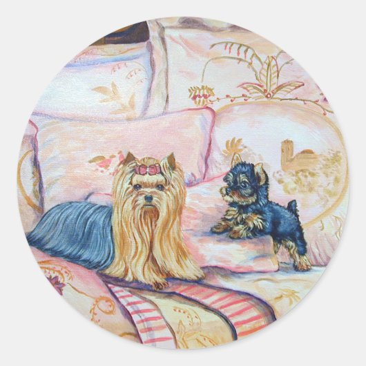 ヨークシャーテリアステッカー ラウンドシール (正面)